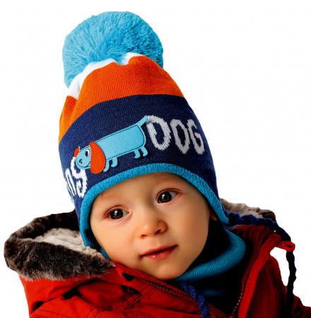 Baby Jungen Kinder Winterset Set Mütze gefüttert Wintermütze Bommelmütze Loopschal Streifen Bunt