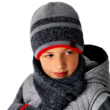 AJS Jungen Winterset Wintermütze Strickmütze Mütze Schal mit Wolle
