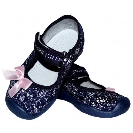 ARS Baby Mädchen Hausschuhe Ballerinas Klettverschluss Leder Einlegesohlen Blau