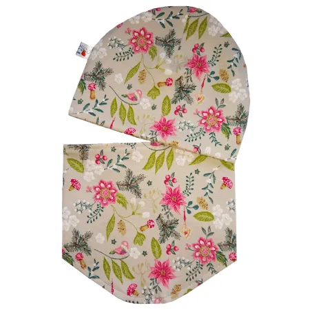 Baby Mädchen Beanie Mütze mit Halstuch Kinderset Baumwollmütze mit bunte Blumen Muster Motiv