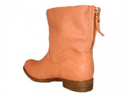 Damen Mädchen Schuhe Stiefel Boots Winterschuhe Stiefeletten Reißverschluss Blockabsatz Lachs Rosa