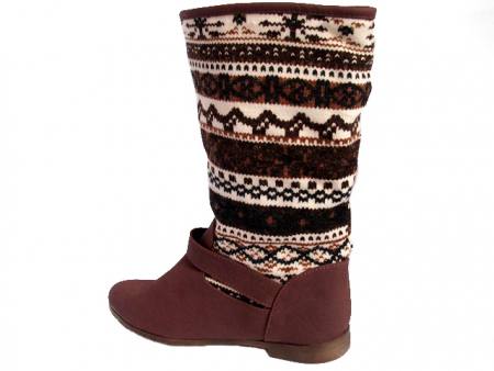 Damen Schuhe Stiefel Boots Winterschuhe Stiefeletten Gefüttert mit Muster braun