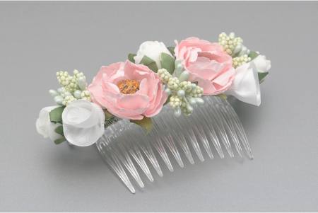 Mädchen Damen Haarkamm Haarschmuck Kamm Hochzeit Jugendweihe Blumenmädchen weiß rosa