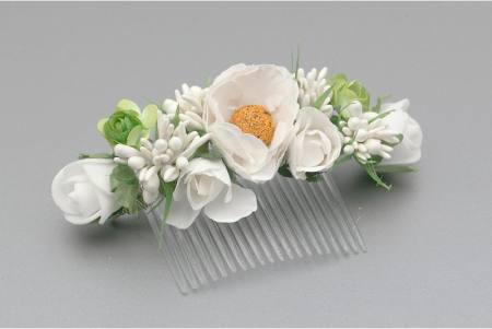 Mädchen Damen Haarkamm Kamm Haarschmuck Hochzeit Kommunion Blumenmädchen weiß