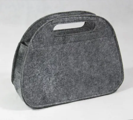 Mädchen Lunchtasche Handtasche Frühstückstasche aus Filz Motiv Muster Eule Vogel Filztasche Grau