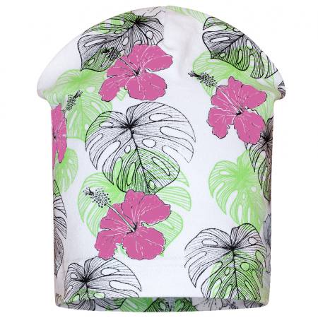 Mädchen Mütze Beanie Jerseymütze Frühling Herbst mit Farbänderung Blätter Muster Mehrfahrbig