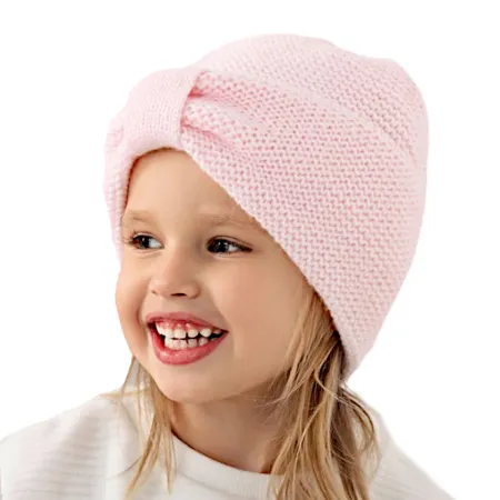 Mädchen Turban Mütze Wintermütze gefüttert Strickmütze Gestrickte Turbanmütze rosa