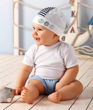 Baby Junge Mütze Sommermütze Sommerhut Sonnenschutz Baumwollmütze Anker Baumwolle Weiß Blau