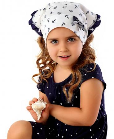 Marika Baby Mädchen Sommer Kopftuch Schleife Anker Baumwolle Weiß Blau
