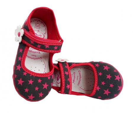 Renbut Baby Mädchen Hausschuhe Ballerinas Sandalen Grau Pink
