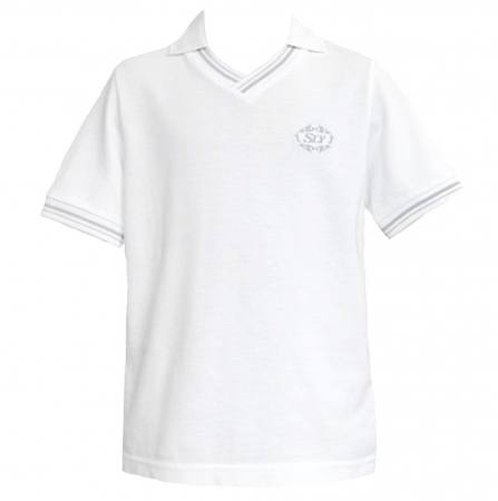 Mädchen Kinder Shirt T-Shirt Poloshirt Polohemd kurzarm Baumwolle V-Ausschnitt Logo Weiß