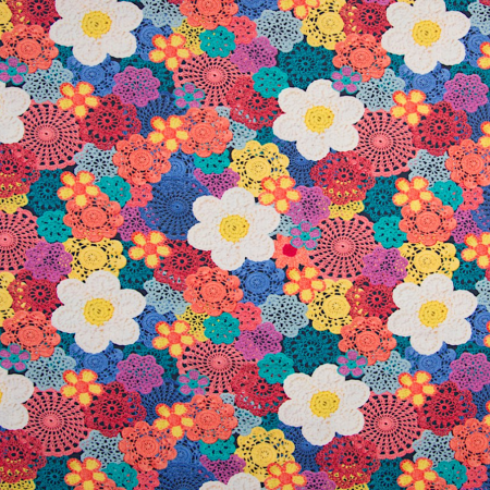 Stoff Jersey Baumwolle Kinderstoff Damenstoff Baumwollstoff Digitaldruck Blumen bunt