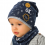 AJS Baby Jungen Set Frühlingsset Kindermütze Mütze Beanie Loopschal Baumwolle Blau