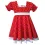 adelleo Mädchen Swing Kleid Einschulung Sommerkleid Rockabilly Festlich Hochzeit Puffärmel schwungvoller Rock rot weiß