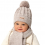 Baby Jungen Mütze Wintermütze Strickmütze Bommelmütze Wollmütze Schal mit Wolle beige