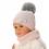 Baby Mädchen Winterset mit Wolle Mütze Wollmütze Strickmütze Wintermütze Bommelmütze gefüttert Loopschal rosa grau