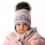 Baby Mädchen Winterset Wintermütze Strickmütze Bommelmütze gefüttert Halstuch mit Wolle
