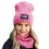 Mädchen Winterset Set Mütze Beanie Wintermütze Wollmütze Strickmütze Rundschal Loopschal mit Wolle pink