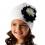 Mädchen Mütze Beanie Festlich mit große Stoff Blume Vanille