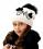 Marika Mädchen Strickmütze Mütze Beanie Bommelmütze mit Wolle Weiß Schwarz